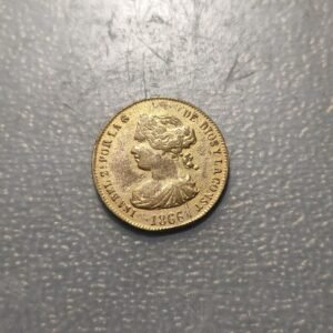 FALSA DE EPOCA ESPAÑA MADRID ISABEL II 4 ESCUDOS 1866 FALSA DE EPOCA