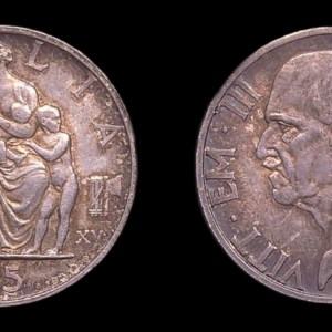 ITALIA VITTORIO EMANUELE III 5 LIRAS 5 LIRE 1937 FECHA ESCASA