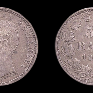 RUMANIA ROMANIA CAROL I 50 BANI 1900 MBC PLATA