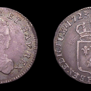 FRANCIA FRANCE LOUIS XV 1/3 ECU 1723 H LA ROCHELLE 7,96g